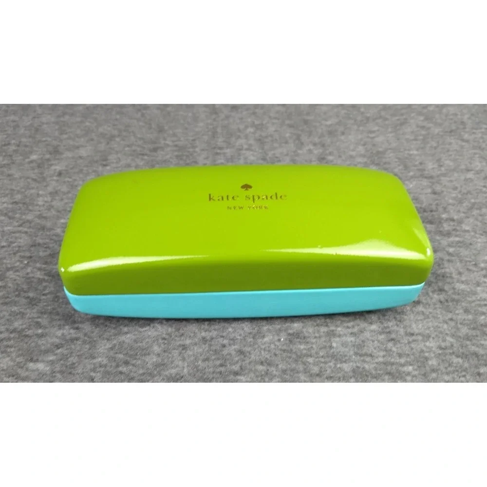 Kate Spade NY Eyeglasses Sunglasses Case Green & Blue Hard Clamshell Eyes Inside